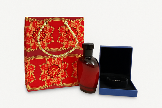 Ethnic, Fabric, Patterned, Handmade Maroon, Red, and Gold Extra Small Bag