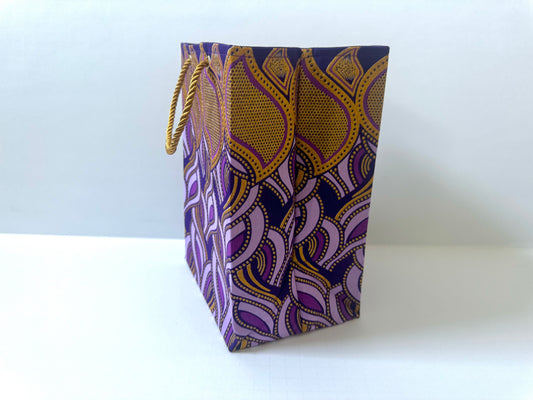 Ethnic, Fabric, Patterned, Handmade Purple, Dark Purple and Gold Small Bag