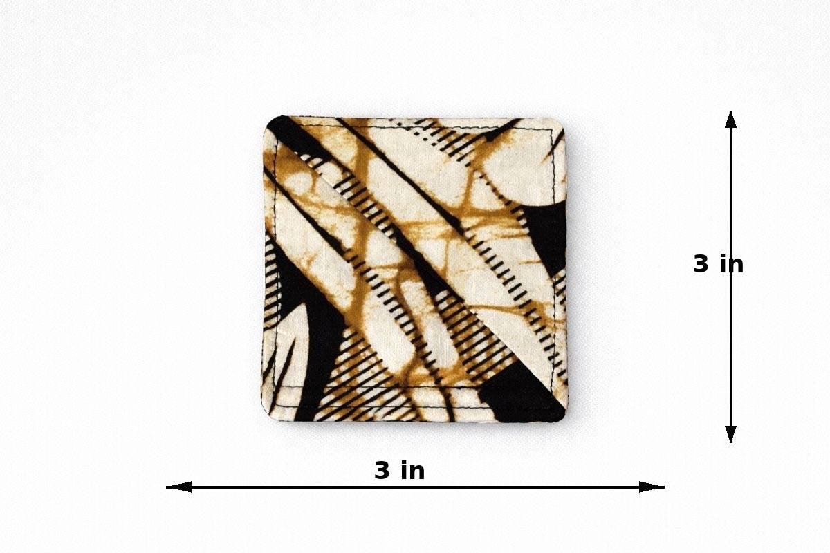 Black and cream corner bookmark with abstract design 3x3 dimensions shown on a light gray background