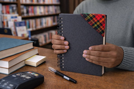 Handmade African fabric bookmark in book lifestyle shot