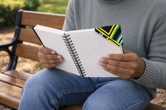 Handmade African fabric bookmark in book lifestyle shot