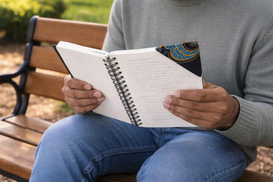 Handmade African fabric bookmark in book lifestyle shot