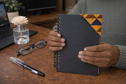 Handmade African fabric bookmark in book lifestyle shot