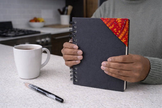 Handmade African fabric bookmark in book lifestyle shot