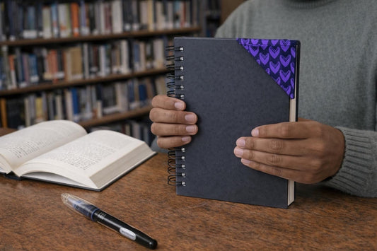 Handmade African fabric bookmark in book lifestyle shot