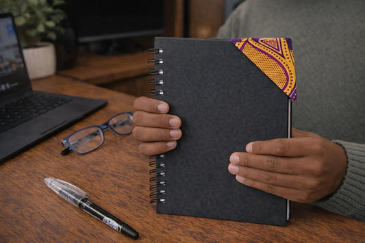 Handmade African fabric bookmark in book lifestyle shot