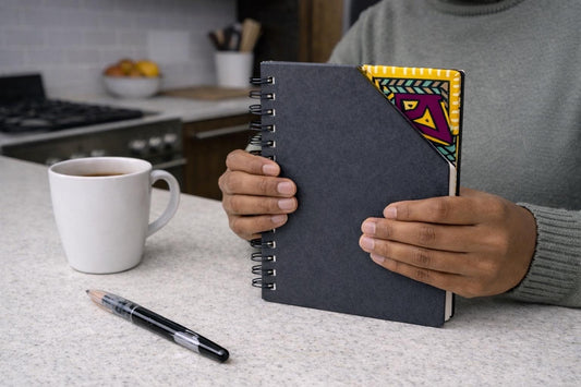 Handmade African fabric bookmark in book lifestyle shot