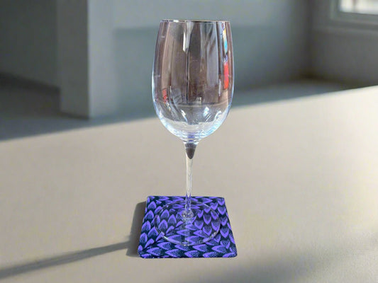 Ethnic, Fabric, Patterned, Handmade Black and Purple Coasters - Gezia Accents