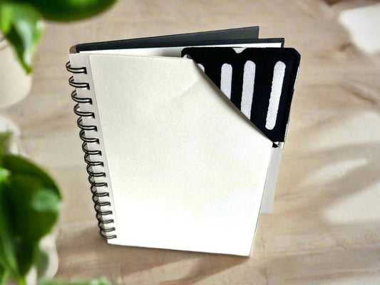 Ethnic, Fabric, Patterned, Handmade Black and White Bookmark - Gezia Accents