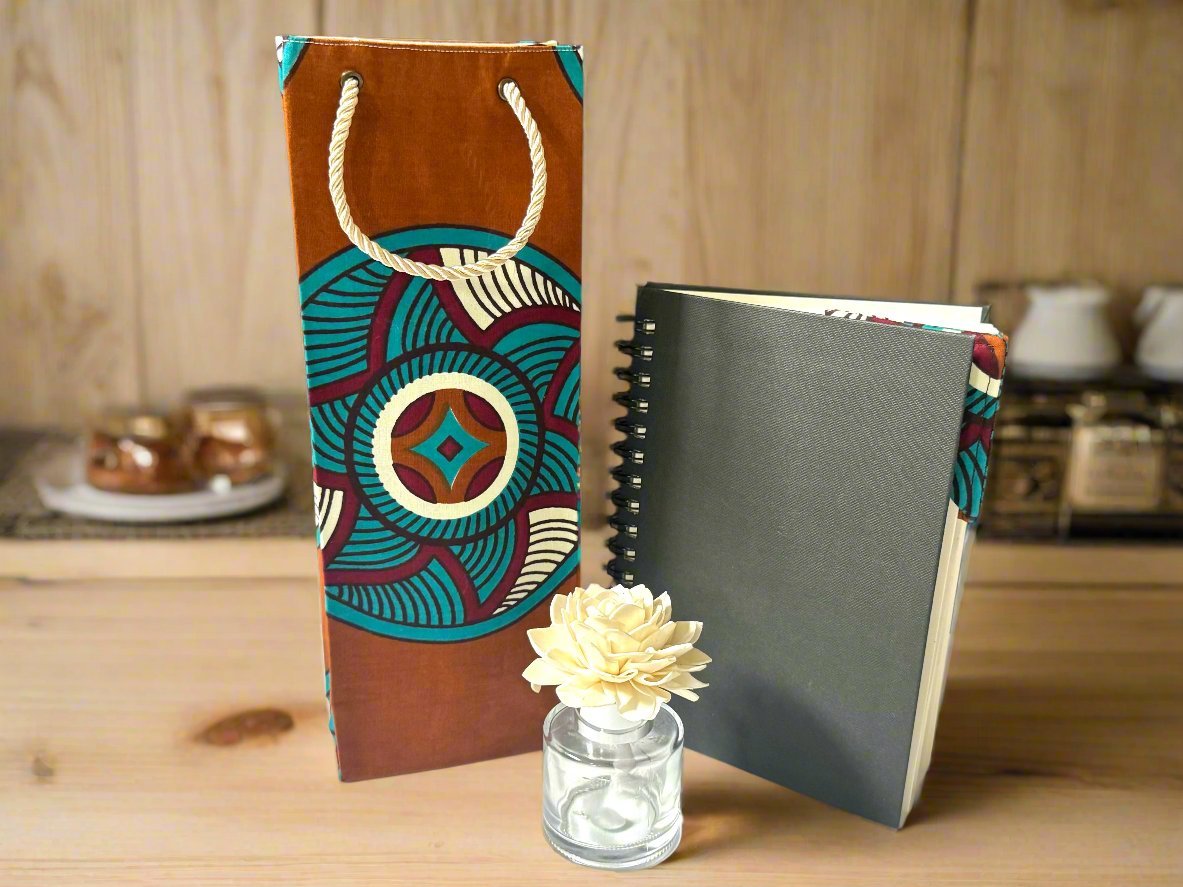 Ethnic, Fabric, Patterned, Handmade Brown, Turquoise, and Cream Bookmark - Gezia Accents