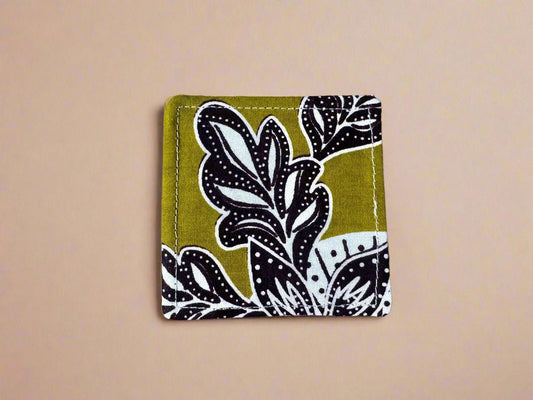 Ethnic, Fabric, Patterned, Handmade Green, Dark Brown, and White Bookmark - Gezia Accents