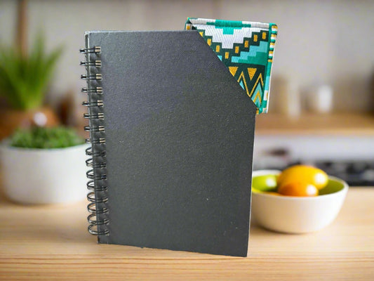 Ethnic, Fabric, Patterned, Handmade Green, Dark Green, White, and Gold Bookmark - Gezia Accents