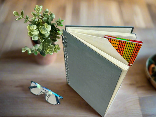 Ethnic, Fabric, Patterned, Handmade Orange, Red, Green, Yellow, Black and White Bookmark - Gezia Accents