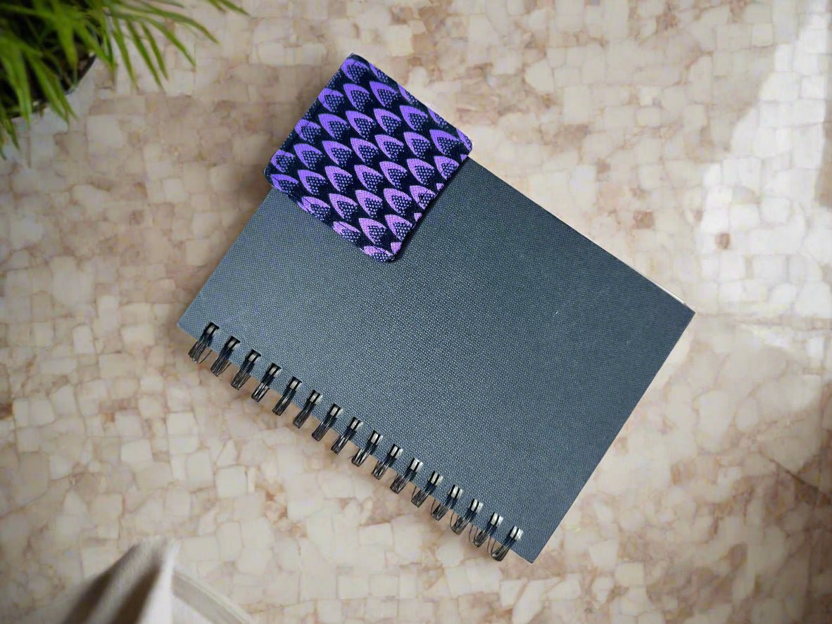 Ethnic, Fabric, Patterned, Handmade Purple and Black Bookmark - Gezia Accents