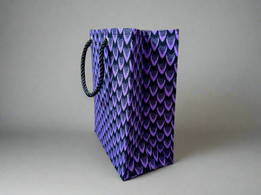 Ethnic, Fabric, Patterned, Handmade Purple and Black Extra Small Bag - Gezia Accents