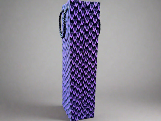 Ethnic, Fabric, Patterned, Handmade Purple and Black Wine Gift Bag - Gezia Accents