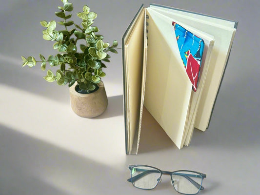 Ethnic, Fabric, Patterned, Handmade Red, Black, Yellow, Blue, and White Bookmark - Gezia Accents