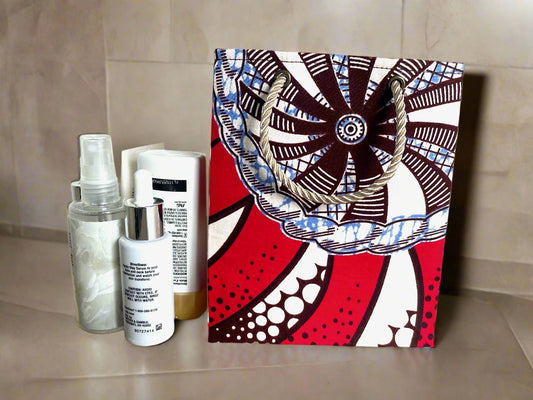 Ethnic, Fabric, Patterned, Handmade Red, Dark Brown, and Cream Extra Small Bag - Gezia Accents