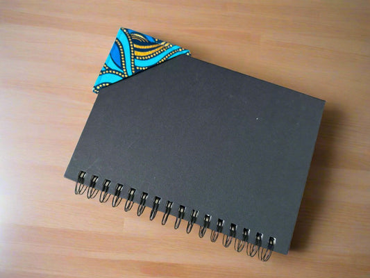 Ethnic, Fabric, Patterned, Handmade Turqoise, Dark Blue Gold Bookmark - Gezia Accents