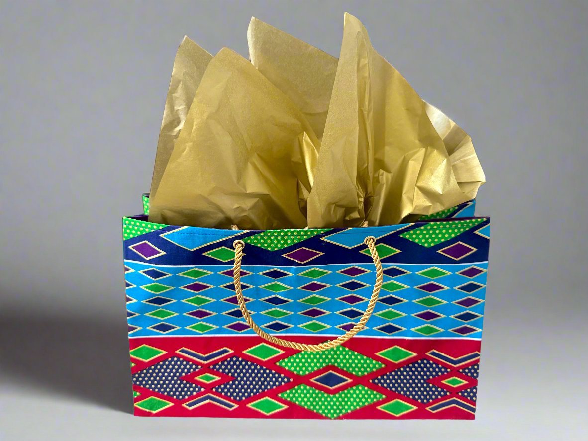 Ethnic, Fabric, Patterned, Handmade Turqoise, Navy Blue, Red, and Green, and Gold Medium Horizontal Bag - Gezia Accents