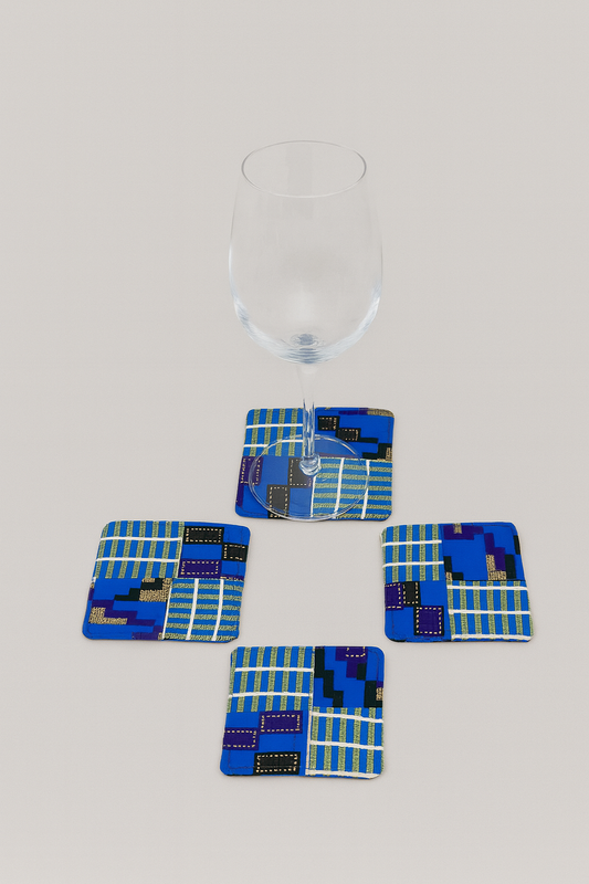 Handmade African Fabric Coasters – Set of 4 | Cultural Home Decor | Eco-Friendly Gift | Wax Print Drink Coasters