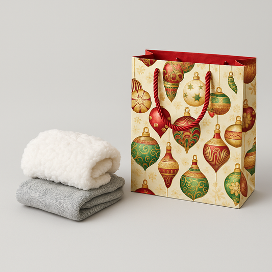 African Wax Print Extra Small Gift Bag - Cream Red Green Gold | Reusable Fabric Gift Wrap | Gezia Accents (Copy)