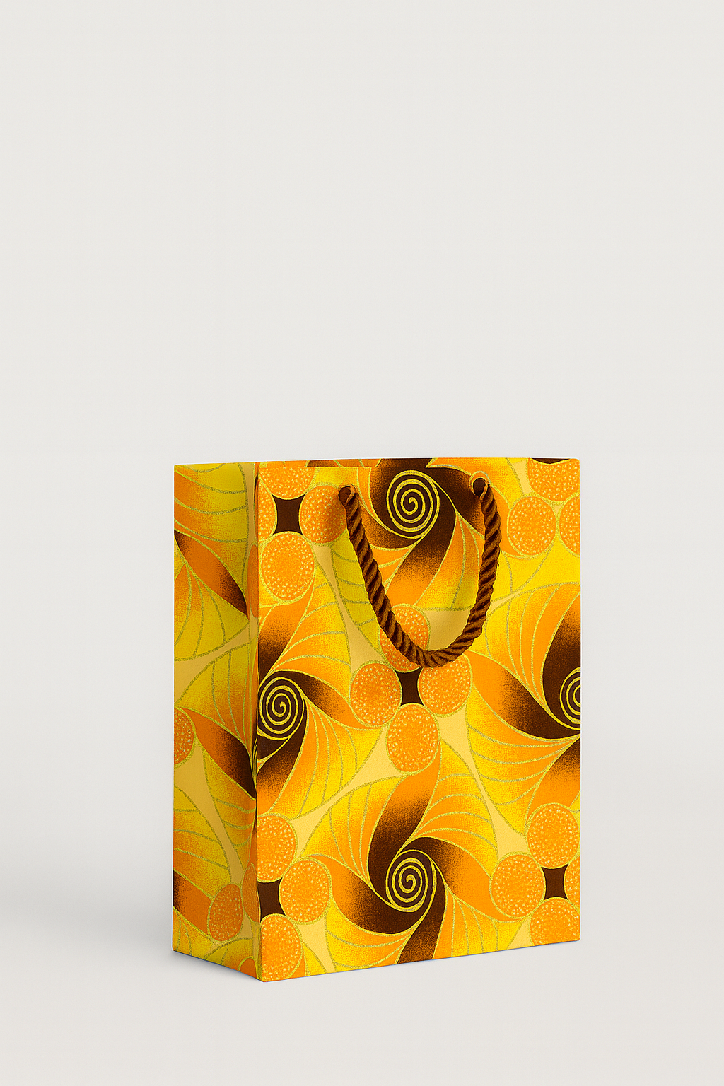 Ethnic, Fabric, Patterned, Handmade Yellow, Brown, Orange and Gold Extra Small Bag