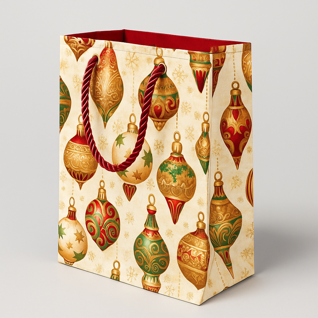 Ethnic, Fabric, Patterned, Handmade Cream, Maroon, Green, Red, and Gold Small Bag