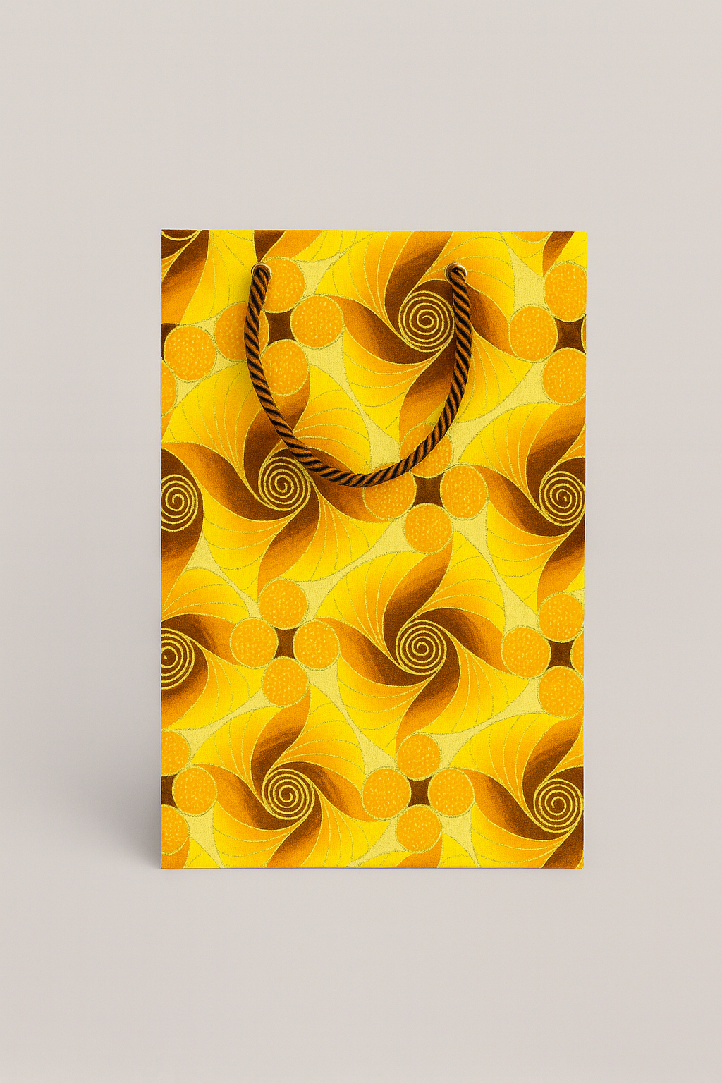 Ethnic, Fabric, Patterned, Handmade Yellow, Brown, Orange and Gold Medium Bag