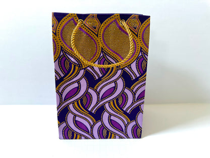 Ethnic, Fabric, Patterned, Handmade Purple, Dark Purple and Gold Small Bag