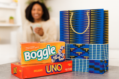 Ethnic, Fabric, Patterned, Handmade Blue, Black and Gold Medium Bag