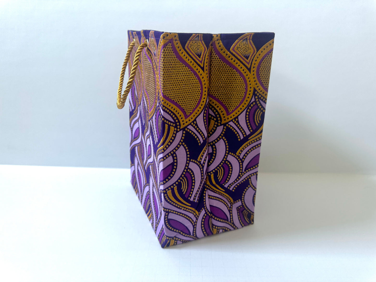 Ethnic, Fabric, Patterned, Handmade Purple, Dark Purple and Gold Small Bag