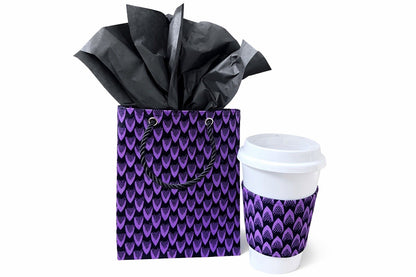Purple & black extra small bag & cup sleeve on a white background