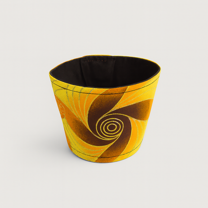 🌍 African Wax Print Cup Sleeve | Yellow, Brown, Orange, and Gold| Reusable Coffee Cozy | Eco-Friendly Gift ☕🌿