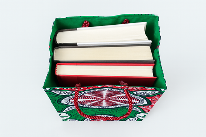 Ethnic, Fabric, Patterned, Handmade Red, Green, White, & Black Small Bag