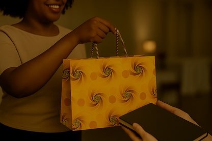 Ethnic, Fabric, Patterned, Handmade Yellow, Brown, Orange and Gold Medium Horizontal Bag