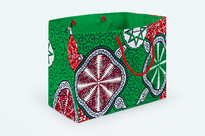 Ethnic, Fabric, Patterned, Handmade Red, Green, Black & WhiteMedium Horizontal Bag