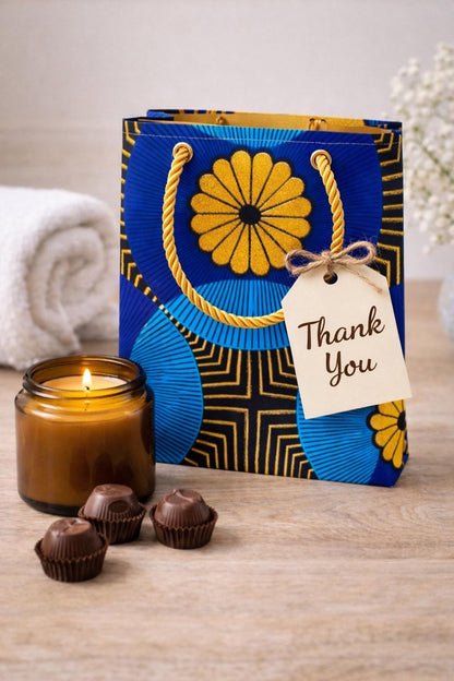 Ethnic, Fabric, Patterned, Handmade Blue, Black, and Gold Small Bag