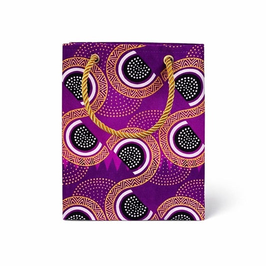 Ethnic, Fabric, Patterned, Handmade Purple, Black, White and Gold Small Bag
