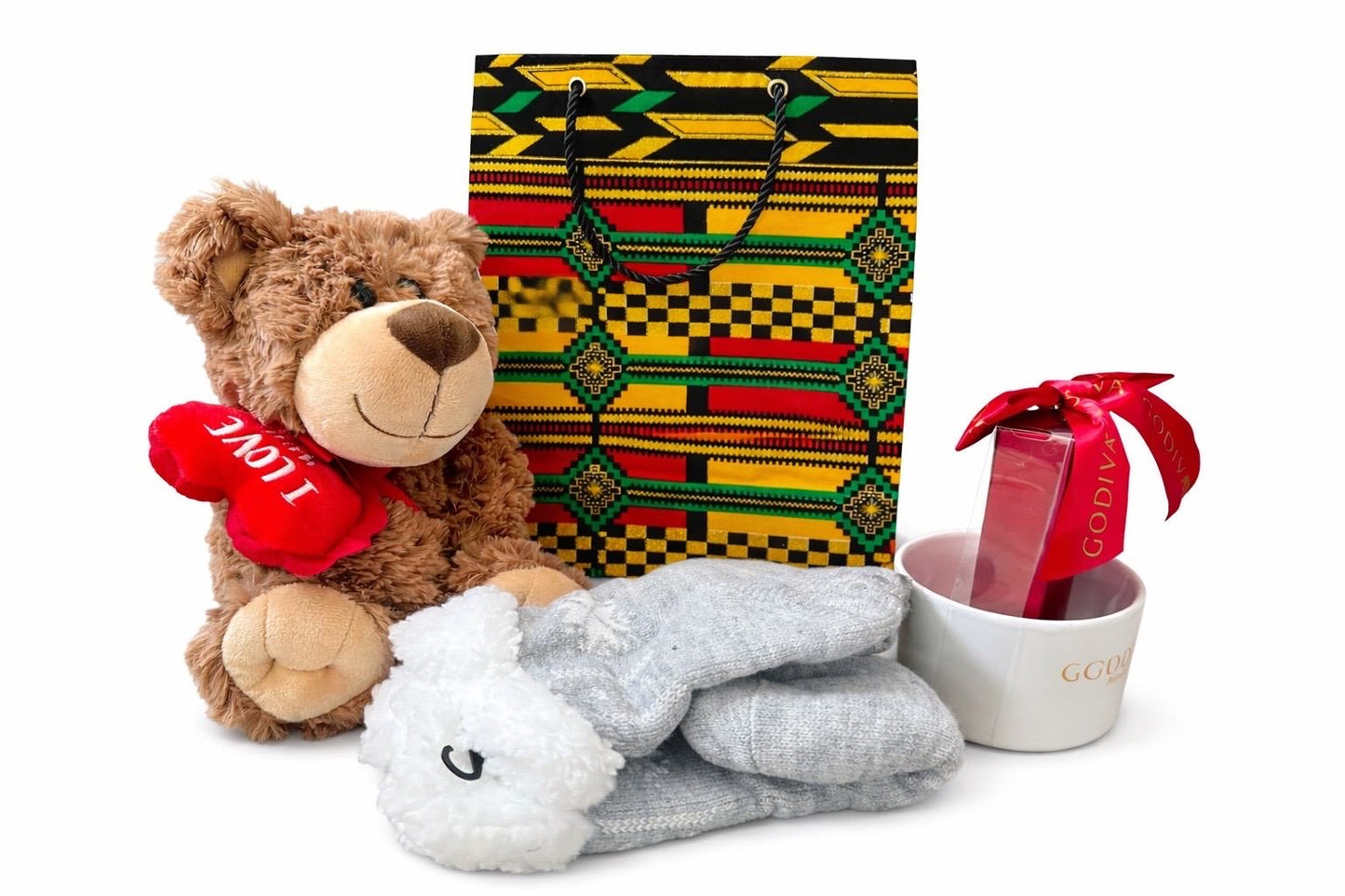 African Wax Print Extra Small Gift Bag - Yellow Red Green Black Gold | Reusable Fabric Gift Wrap | Gezia Accents