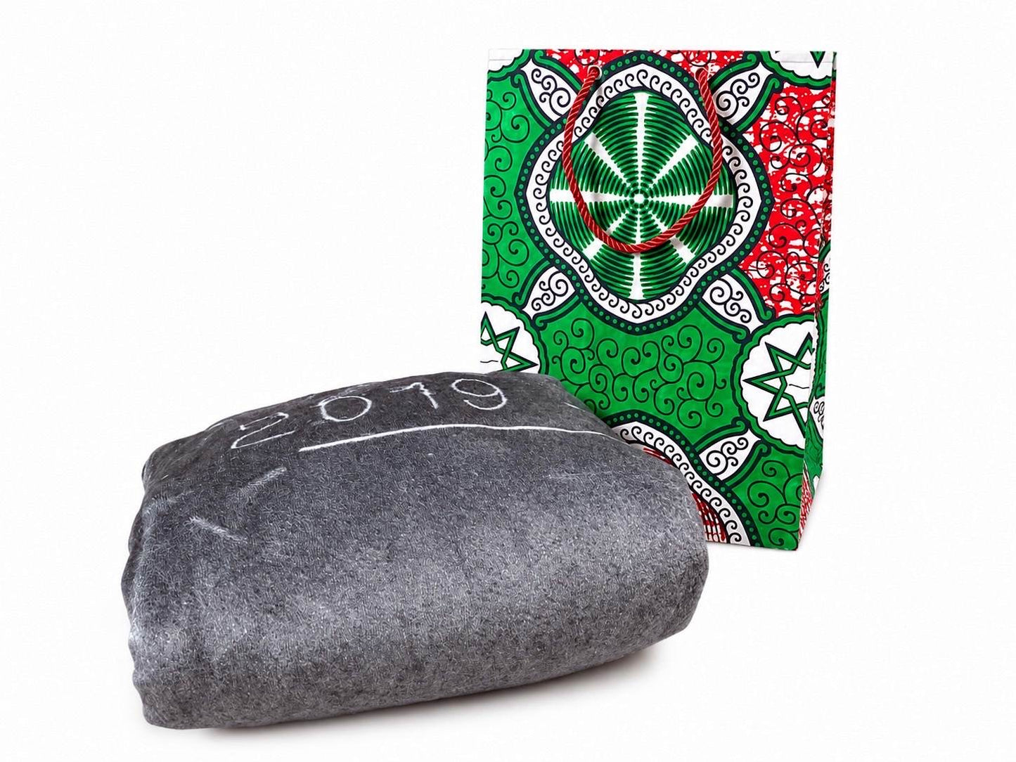African Wax Print Extra Small Gift Bag - Green Red White Black | Reusable Fabric Gift Wrap | Gezia Accents