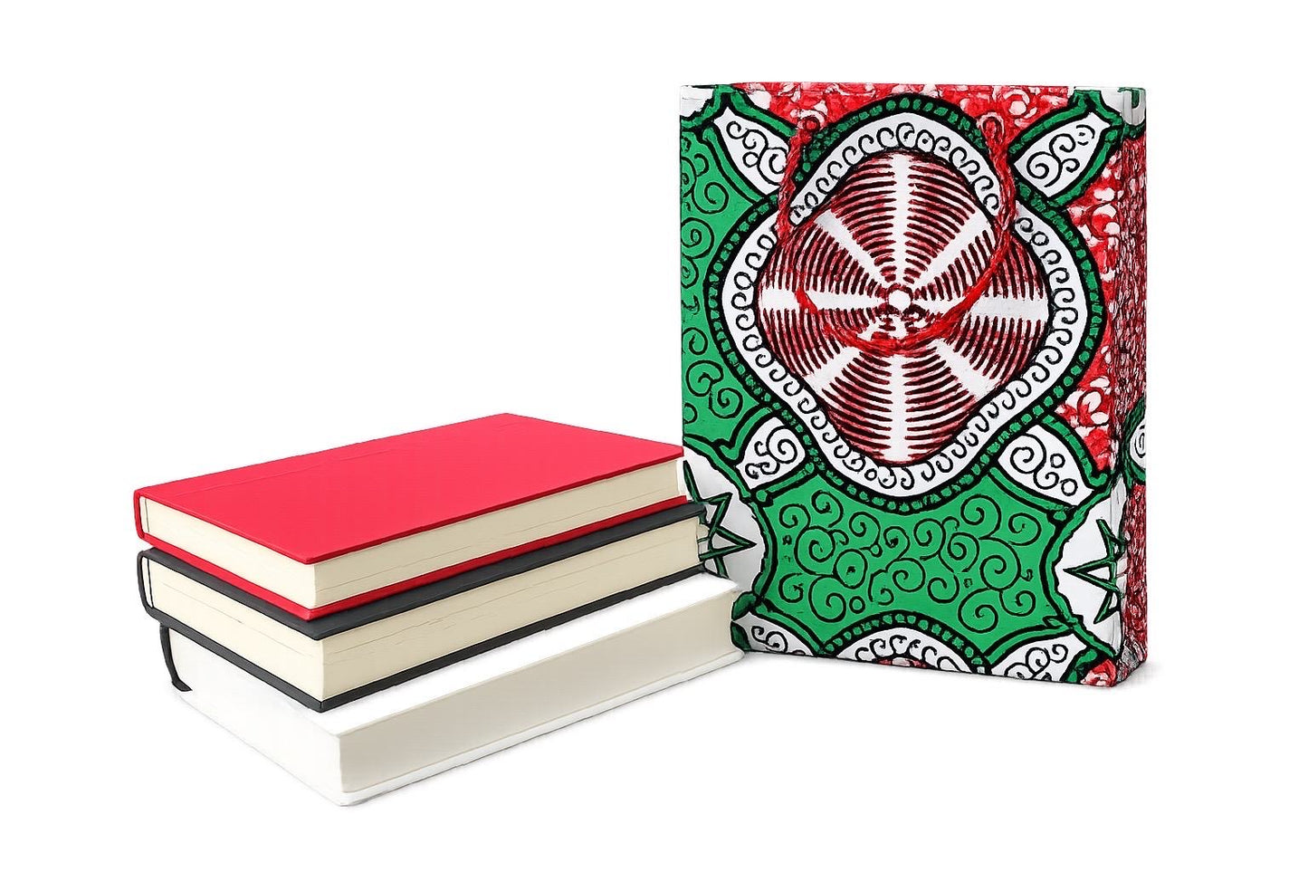 African Wax Print Extra Small Gift Bag - Green Red White Black | Reusable Fabric Gift Wrap | Gezia Accents