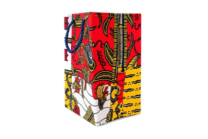 Ethnic, Fabric, Patterned, Handmade White, Red, Yellow, and Black Small Bag