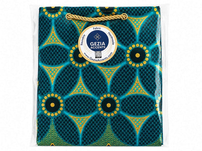 Ethnic, Fabric, Patterned, Handmade Dark Green, Green, and Gold Square Bag