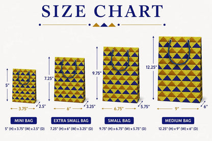 African Wax Print Gift Bag | Gold, Dark Blue & Brown | Mini to Medium