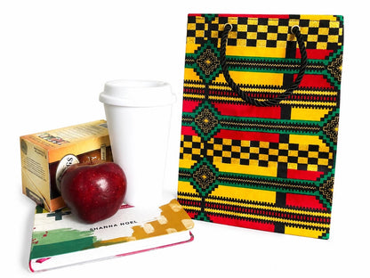 African Wax Print Extra Small Gift Bag - Yellow Red Green Black Gold | Reusable Fabric Gift Wrap | Gezia Accents