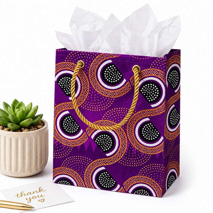 Ethnic, Fabric, Patterned, Handmade Purple, Black, White and Gold Small Bag