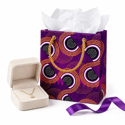 Ethnic, Fabric, Patterned, Handmade Purple, Black, White and Gold Small Bag