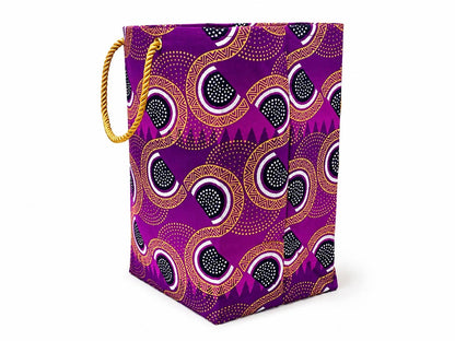 Ethnic, Fabric, Patterned, Handmade Purple, Black, White and Gold Small Bag
