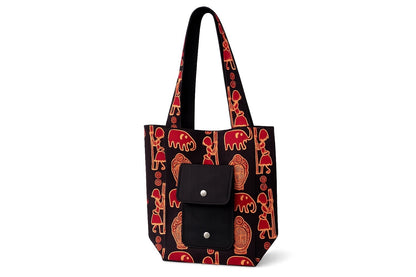 African Print Foldable Market Bag | Reusable Tote by Gezia Accents